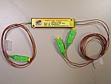 50% 1x2 coupler at 1550nm +/-10nm, FO&T model:OFC-S25-12-C09-1/1SA. With SC/APC connectors.