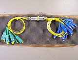 50% 1x2 coupler at 1550nm +/-40nm, model: K12A15C50SJ902CS. With 1 SC/APC and 2 SC/PC connectors.