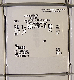 Duplex fiber adapter SC to SC, black plastic housing. Zirconia internal split sleeve.with flange. Tyco/AMP P/N: 1-502776-0