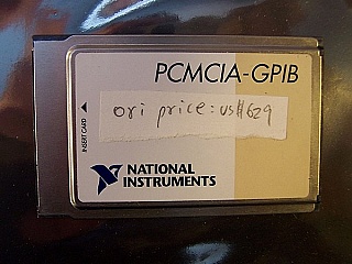 National Instruments PCMCIA-GPIB card for laptop computer.