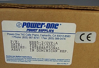 Dual output LINEAR Regulated Power Supply,  +/-5VDC, 3A. International series. Case BB. Power One model: HBB5-3/OVP-A