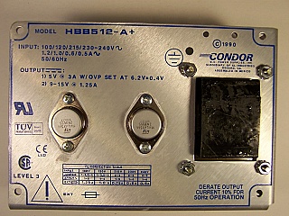 Dual output LINEAR Regulated Power Supply,  Output 1: 5VDC, 3A.Output 2: 9-12VDC, 1.25A ;  BB case. International series. Conor model: HBB512-A+