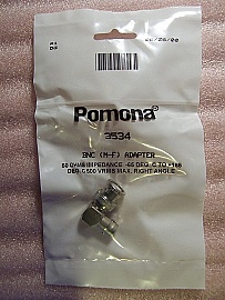 BNC female-male right-angle adapter. Pomona model: 3534