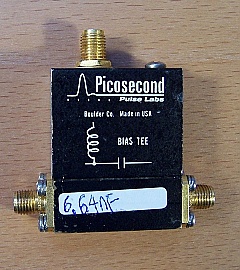>26GHz Bias Tee, but DC port is damaged, so it can only be used as DC block. Picosecond Pulse Labs model: 5541A