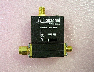 12GHz Bias Tee. Male-common port. Picosecond Pulse Labs model: 5575A-mod