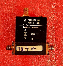 12.5GHz Bias Tee, but DC port is damaged, so it can only be used as DC block. Picosecond Pulse Labs model: 5530A