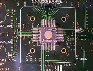 Vitesse VSC8123 evaluation board. 10 Mb/s to 2.7 Gb/s Rate Clock and Data Recovery (CDR)