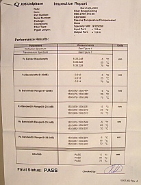 Large qty of 50GHz FBG, 1530-1536nm. P/N: FBG-LTD1-5xx-00. Large qty and various wavelengths available