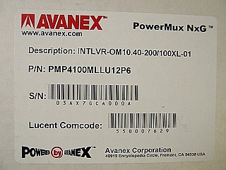 200-to-100GHz Interleaver Mux for L-band and also above 1555nm. PowerMux NxG. Passive module, TEC is not required. Avanex model: PMP4100MLLU12P6.