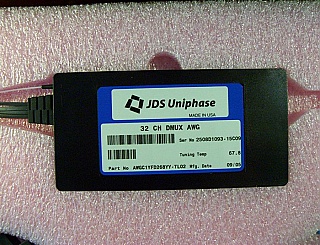 $290 each if buy 2pc. 1x32 32-ch C-band 100GHz-spacing AWG DeMUX, Semi-Flat-top. With integrated temperature controller. JDS P/N: AWGC1YFD268YY-TL02, 1530.333nm-1559.793nm