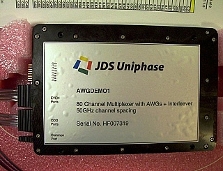 1x80 80-ch full-C-band 50GHz-spacing AWG+Interleaver MUX, Flat-top wide-band. JDS P/N: AWGDEMO1, 1530.334nm-1561.826nm