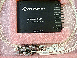 1x8  8 Channel L-band 100GHz DWDM mux. 8 channels are from 1590.41nm to 1596.34nm . With FC/PC. JDS P/N: WD1508M1LR1-JS1
