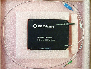 1x8  8 Channel L-band 100GHz DWDM demux. 8 channels are from 1597.19nm to 1603.17nm . With FC/PC. JDS P/N: WD1508D1LR2-MN3