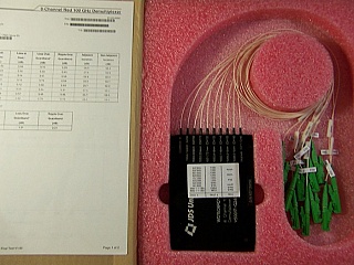 1x8  8 Channel C-band 100GHz DWDM demux with upgrade port. 8 channels are from 1548.52nm to 1554.13nm . With E2000/APC connectors. JDS P/N: WD1508RD1-SM2
