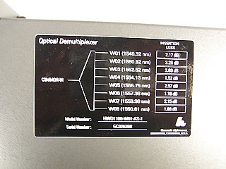 1x8  8 Channel C-band 200GHz DWDM demux. 8 channels are from 1549.315nm to 1560.606nm . With 9 SC/APC adapters. P/N: HWD1108-W01-AS-1
