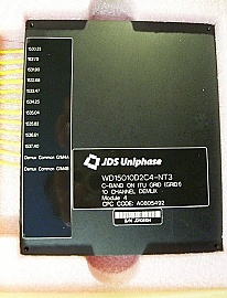 10 channel JDS C-band 200GHz demux (two 1x5 200GHz demuxes), 10 channels are from 1530.334 to 1537.397nm . With SC/PC connectors. P/N: WD15010D2C4-NT3