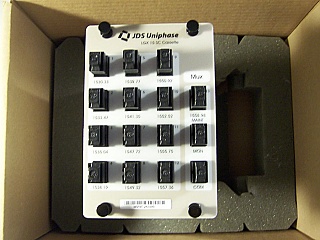 13-Channel C-band 200GHz DWDM mux. 13 channels are from 1530.33nm to 1558.98nm (not continuous). With SC/PC adapters. JDS P/N: MDX-13MX2001A