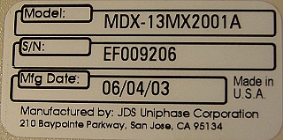13-Channel C-band 200GHz DWDM mux. 13 channels are from 1530.33nm to 1558.98nm (not continuous). With SC/PC adapters. JDS P/N: MDX-13MX2001A