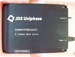 8 band stand alone demux module, 8-band demux. Center wavelengths of 8 bands: from 1531.51nm to 1559.39nm. JDS P/N: DWMWYF8D02401