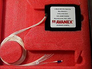 400GHz-spacing 1x11 mux over whole L-band. Avanex model: DWDM40FJ04MP6L. Mux module 4.