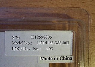 395pc 1x2 200GHz C-band mux/demux thin-film filter. Various available wavelengths. JDS P/N: 10114186-xxx,