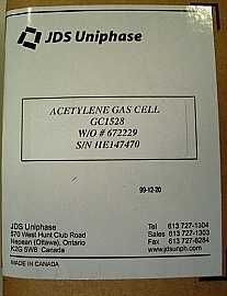 Acetylene Gas Cell GC1528. With absorption peak at 1528nm. Absorption cell as waveleng reference. Made  by JDS