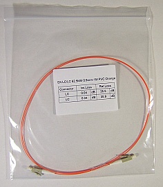 LC/PC-LC/PC 1-meter 62.5um MMF jumper, with 900um-buffered fiber. P/N: SX-LC/LC 62.5MM 0.9mm - 1m PVC Orange