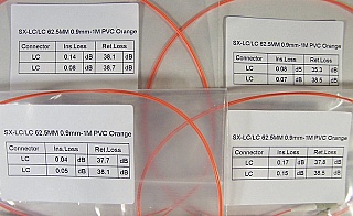 LC/PC-LC/PC 1-meter 62.5um MMF jumper, with 900um-buffered fiber. P/N: SX-LC/LC 62.5MM 0.9mm - 1m PVC Orange