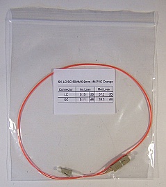 LC/PC-SC/PC 1-meter 50um MMF jumper, with 900um-buffered fiber. P/N: SX-LC/SC 50MM 0.9mm - 1m PVC Orange