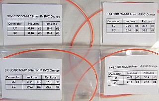 LC/PC-SC/PC 1-meter 50um MMF jumper, with 900um-buffered fiber. P/N: SX-LC/SC 50MM 0.9mm - 1m PVC Orange
