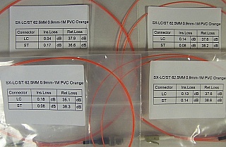 LC/PC-ST 1-meter 62.5um MMF jumper, with 900um-buffered fiber. P/N: SX-LC/ST 62.5MM 0.9mm - 1m PVC Orange