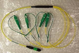 $10 each if buy 5pc. MTP/APC(male) - SC/APC 4-fiber 26-inch jumper, Molex P/N:862822993