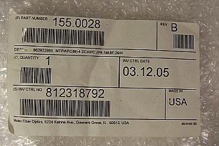 $10 each if buy 5pc. MTP/APC(male) - SC/APC 4-fiber 26-inch jumper, Molex P/N:862822993