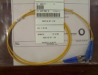 $4 each if buy 10pc. FC/PC(UPC)-SC/PC(UPC) 5-feet SMF duplex jumper, =2 simplex jumpers, by Lucent