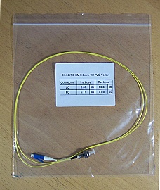 LC/PC-FC/PC 1-meter SMF jumper, with 900um buffer. P/N: SX-LC/FC SM 0.9mm - 1m PVC Yellow