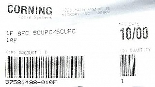 SC/UPC-SC/UPC 10-feet SMF simplex jumper, made by Corning