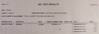 FC/APC-FC/APC 0.5-meter SM fiber jumper, IL is 0.3dB-0.5dB. AFL P/N: #C133170-00.5