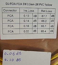 Min order qty=4. $3.28 each if buy 100pc. FC/APC-FC/APC 2-meter SM Fiber simplex jumper in 3mm cable, Corning SMF-28e fiber. Economical products. It may not match fiber connectors of other brands well. P/N:SX-FC/A-FC/A SM 3.0mm-2M PVC Yellow