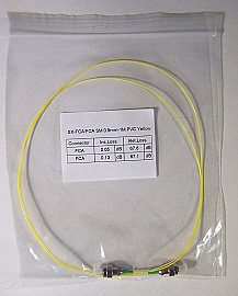 FC/APC-FC/APC 1-meter SMF jumper, with 900um-bufferred fiber. P/N: SX-FCA/FCA SM 0.9mm - 1m PVC Yellow