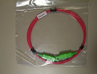 SC/APC-SC/APC 3.5-meter simplex fiber jumper, 900um-buffered fiber. P/N: J-SUSU-H-3.5ZR