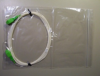 $7.6 each if buy 20pc. SC/APC-SC/APC 5-meter simplex fiber jumper, 900um-buffered fiber. P/N: J-SUSU-ZA005-JT
