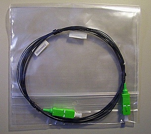 Min order qty=40. SC/APC-SC/APC 3.5-meter simplex Fiber jumper, 900um-buffered fiber. Hurber+Suhner P/N: J-SUSU-H-3.5-BLK