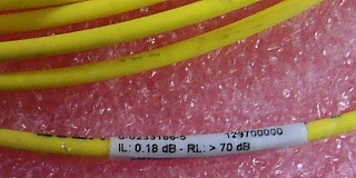 SC/APC-SC/APC 5-meter simplex fiber jumper. TYCO/AMP P/N: 0-0233186-5