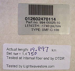 $1400 each if buy 2pc. Lucent(OFS) C-band DCM for about 100km standard SMF dispersion compensation,  -1740 ps/nm, with dispersion slope compensation.  Lucent(OFS) type: SMF-C-100, P/N: 994-00025-04.