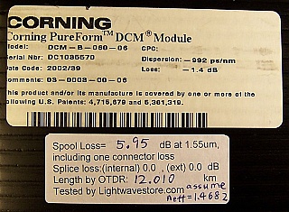 $700 each if buy 10pc. Corning pureform DCM for 1.55um C-band, dispersion: -993 ps/nm. DCM-B-060-06,for 60km standard SMF compensation.
