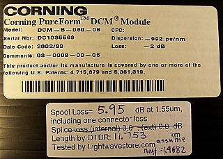 $700 each if buy 10pc. Corning pureform DCM for 1.55um C-band, dispersion: -993 ps/nm. DCM-B-060-06,for 60km standard SMF compensation.
