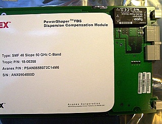 Avanex Powershaper FDS Dispersion Compensation Module (DCM) for 40km SMF in 1.55um C-band DWDW 50GHz-spacng, Type: SMF 40 Slope 50 GHz C-band.