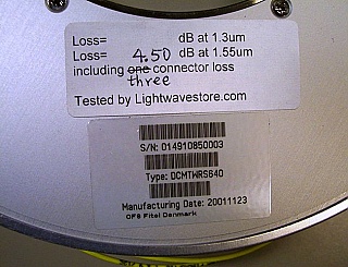 DCM (fiber spool) for truewave fiber by Lucent. About -640ps/nm at 1585nm. Type: DCMTWRS640.