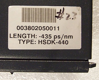 DCM (fiber spool) for truewave fiber by Lucent(OFS). -435ps/nm. OFS/LucentType: HSDK-440. with 2 SC/PC connectors/adapters.