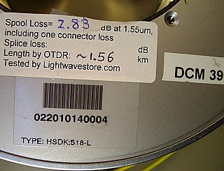 DCM (fiber spool) for truewave fiber by Lucent, For L-band. About -518s/nm.  TYPE: HSDK:518-L